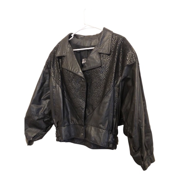 Vintage 1980’s Black Textured Leather Jacket By Comint  Argentina Women’s Small - Picture 2 of 8